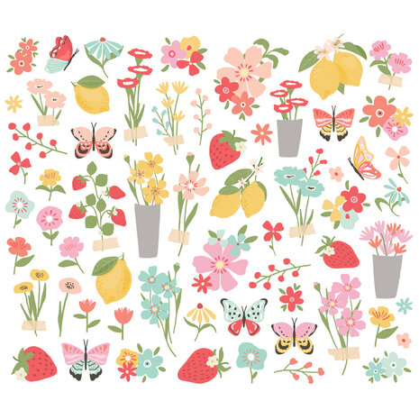 Simple Stories PRE-ORDER Pink Lemonade Floral Bits (26321)