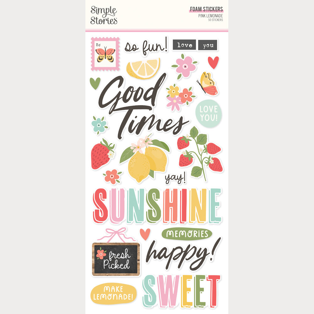 Simple Stories Pink Lemonade Foam Stickers (26322)