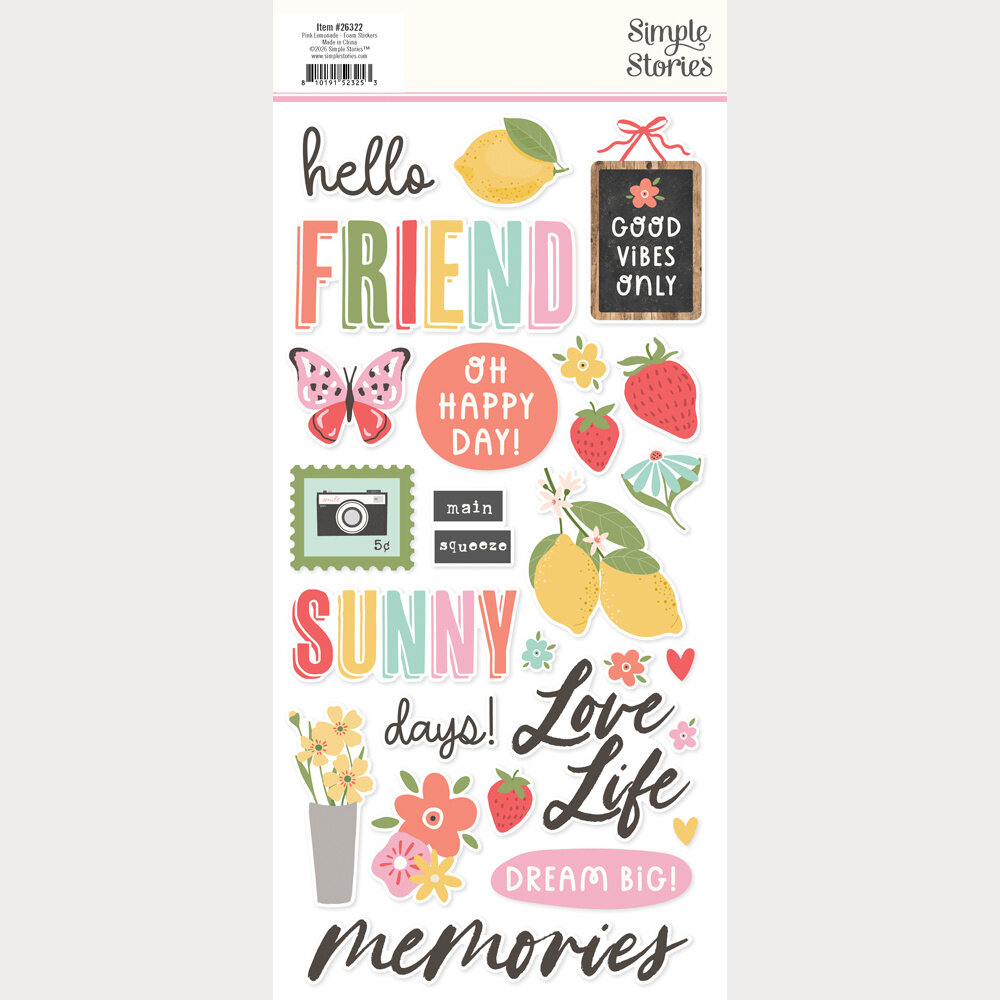 Simple Stories Pink Lemonade Foam Stickers (26322)