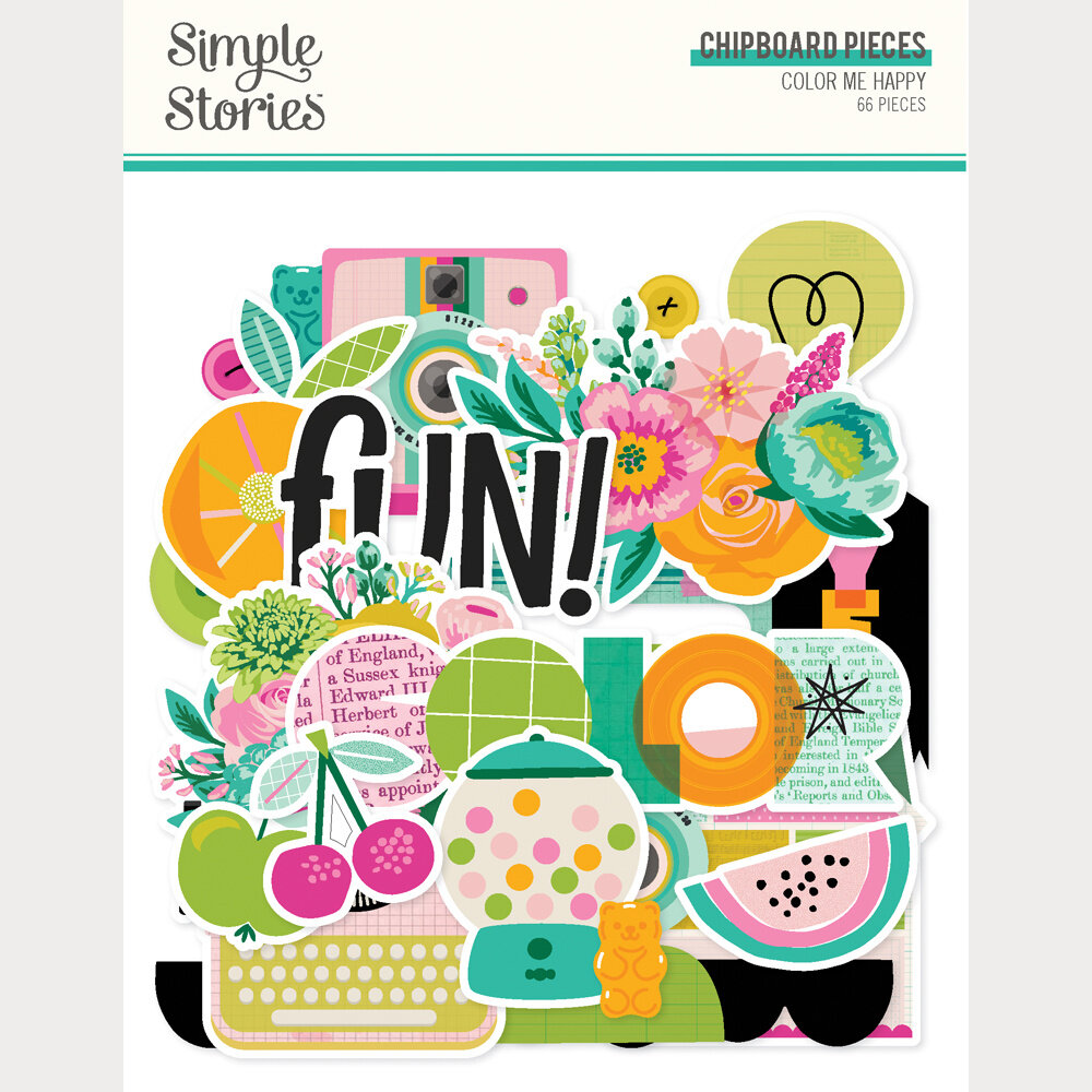 Simple Stories Color Me Happy Chipboard Pieces (26518)