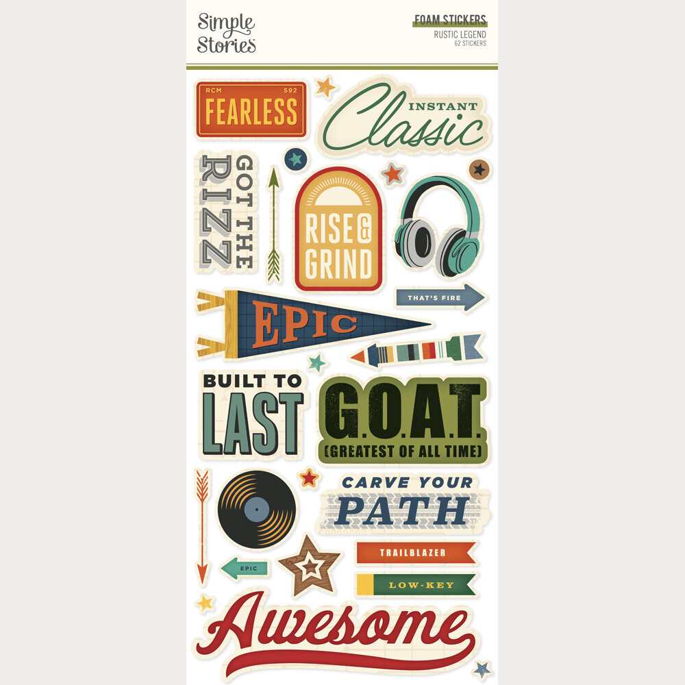Simple Stories PRE-ORDER Rustic Legend Foam Stickers (26622)