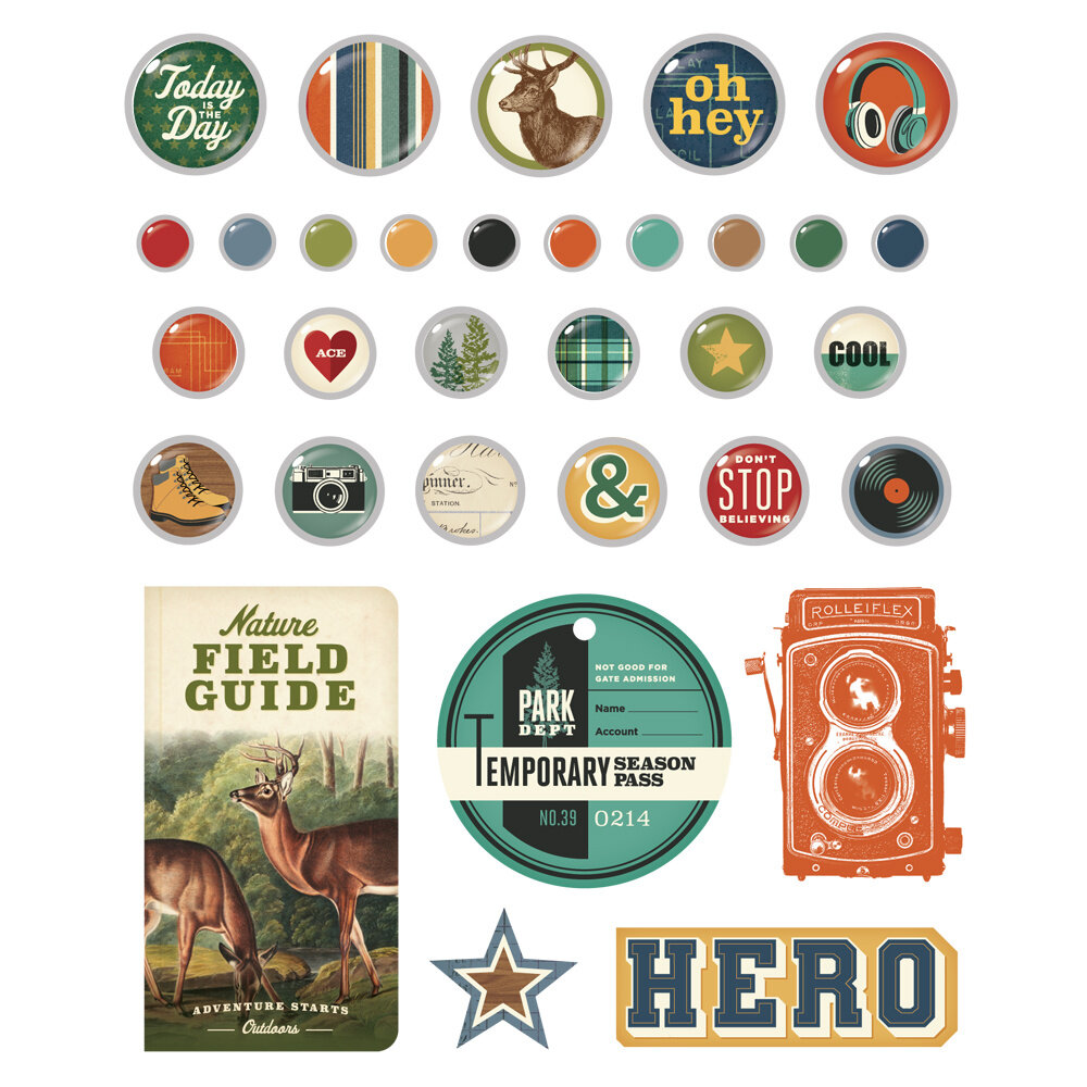 Simple Stories PRE-ORDER Rustic Legend Decorative Brads (26623)