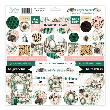 Mintay PRE-ORDER Lady's Secret 12x12 Inch Chipboard Ephemera Sheet (MT-LAS-14) Mintay PRE-ORDER Lady's Secret 12x12 Inch Chipboard Ephemera Sheet (MT-LAS-14)