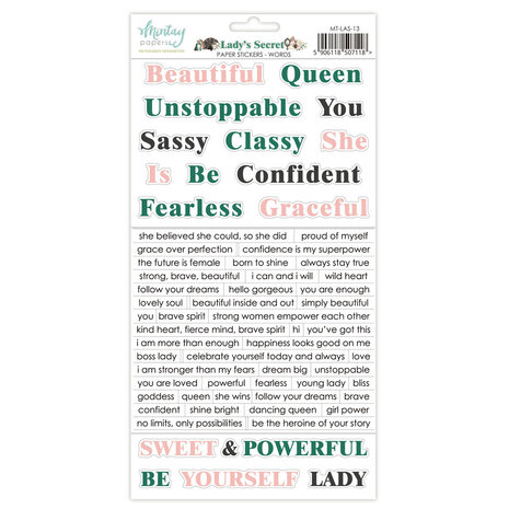 Mintay Lady's Secret 6x12 Inch Paper Stickers Words (MT-LAS-13) Mintay Lady's Secret 6x12 Inch Paper Stickers Words (MT-LAS-13)