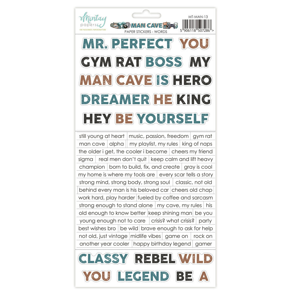 Mintay Man Cave 6x12 Inch Paper Stickers Words (MT-MAN-13)