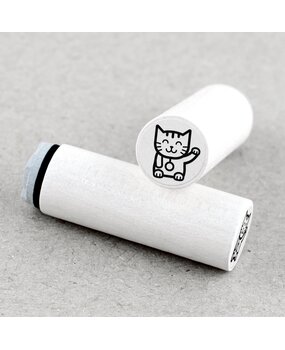 Merry & Bright Mini Wooden Stamp Waving Cat (1MB00965)