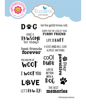 Elizabeth Craft Designs Dog Days A6 Clear Stamps Sentiments (CS442)
