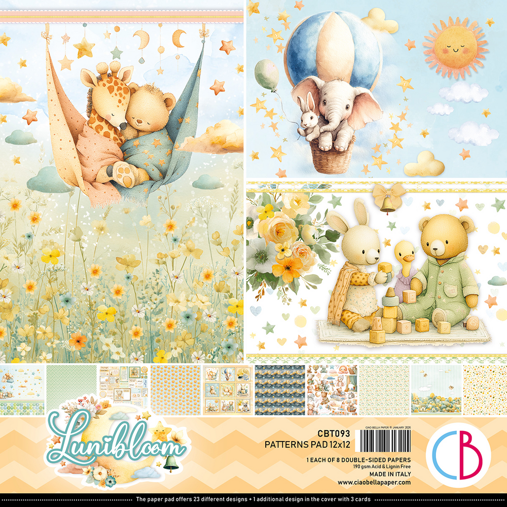 Ciao Bella Papercrafting Lunibloom 12x12 Inch Patterns Pad (CBT093)