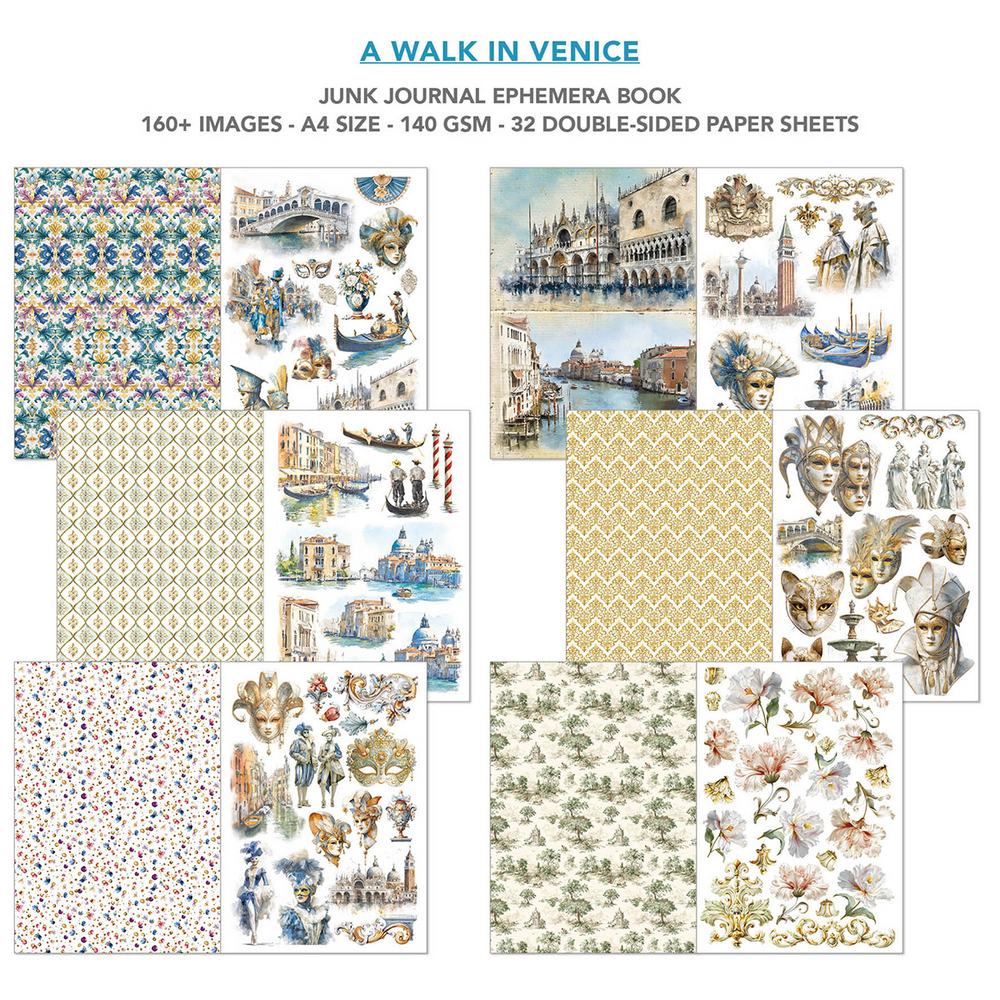 Ciao Bella Papercrafting A Walk In Venice A4 Junk Journal Ephemera Book (CBB023)