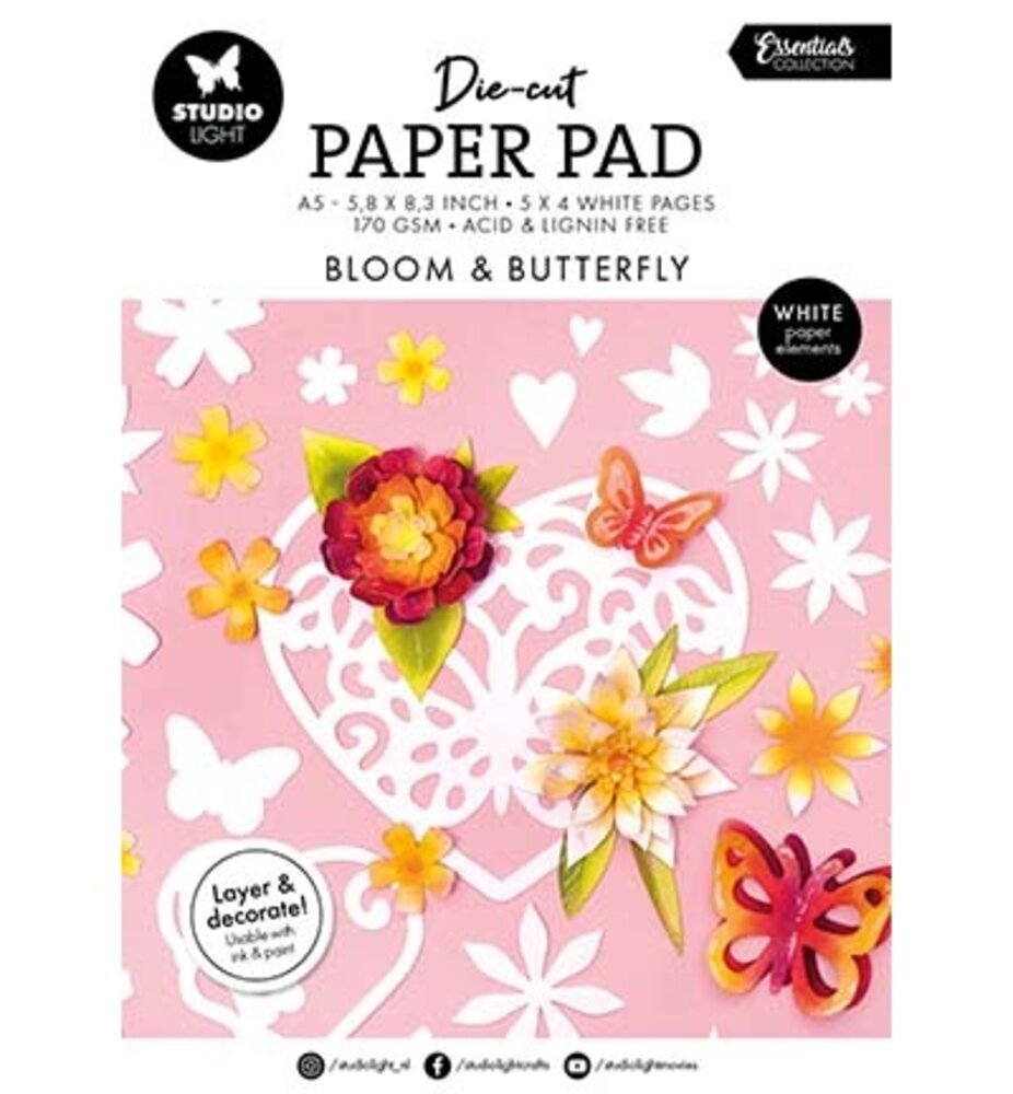 Studio Light PRE-ORDER Essentials Bloom & Butterfly A5 Die-Cut Paper Pad (SL-ES-DCPP414)