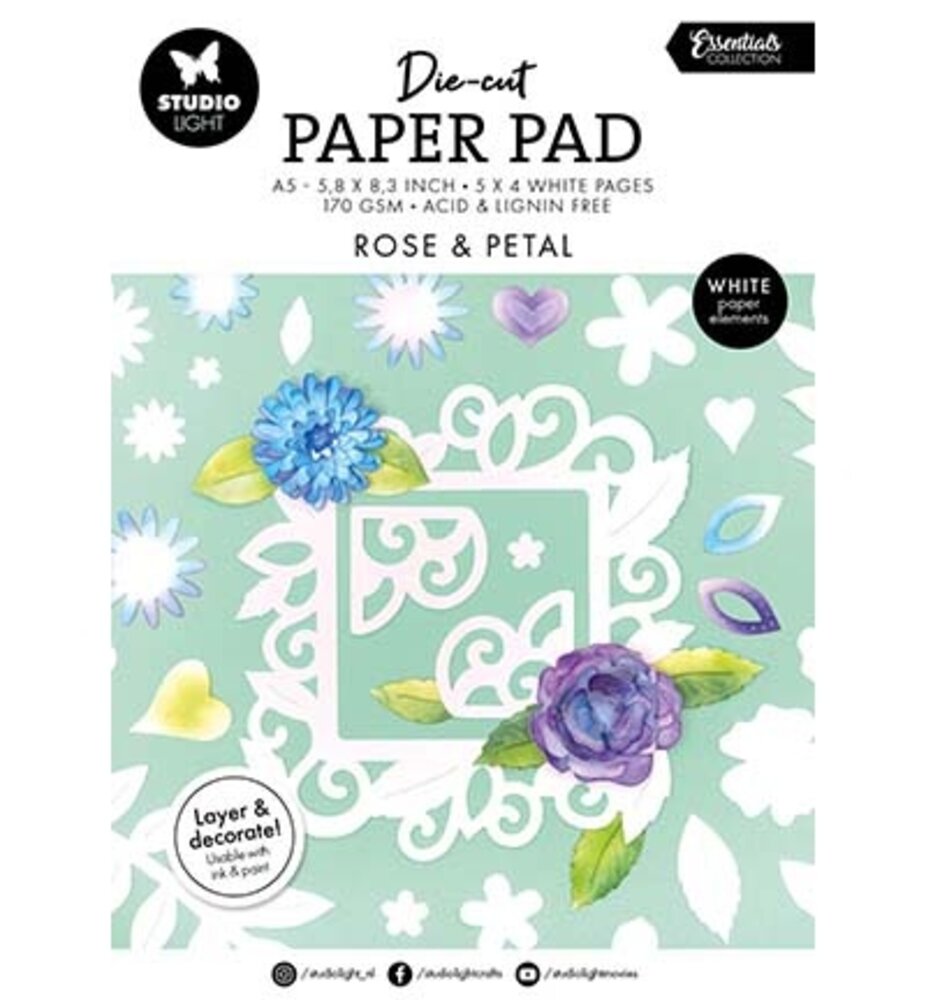 Studio Light PRE-ORDER Essentials Rose & Petal A5 Die-Cut Paper Pad (SL-ES-DCPP415)