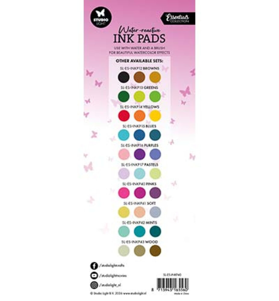 Studio Light PRE-ORDER Essentials Water-Reactive Ink Pads Pinks (SL-ES-INKP40)