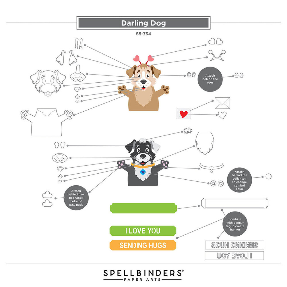 Spellbinders PRE-ORDER Sending Hugs Darling Dog Dies (S5-734)