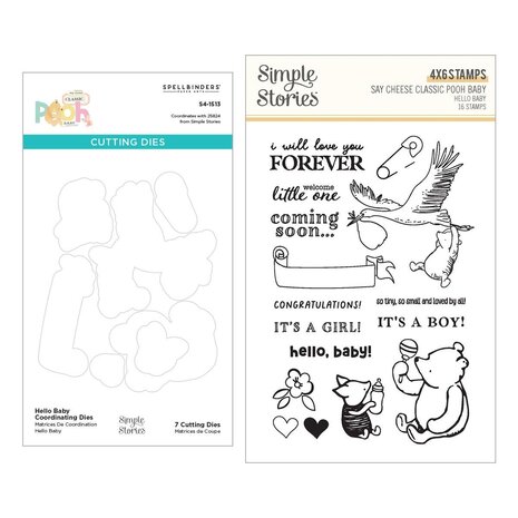 Spellbinders PRE-ORDER Say Cheese Classic Pooh Baby Stamp & Die Bundle (BD-1042)