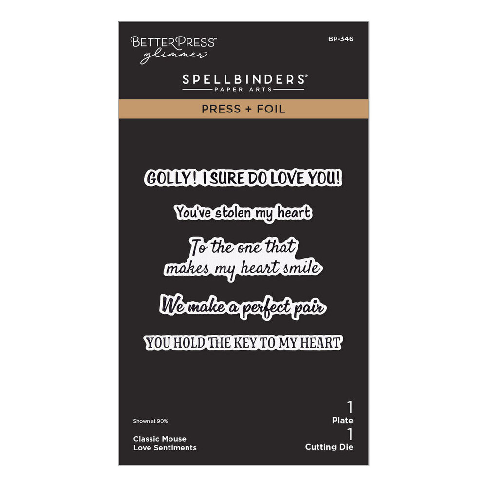 Spellbinders PRE-ORDER Say Cheese Classic Mouse Love Sentiments Press Plate & Die Set (BP-346)