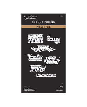 Spellbinders Say Cheese Classic Mouse Love Happy Sentiments Press Plate & Die Set (BP-348)