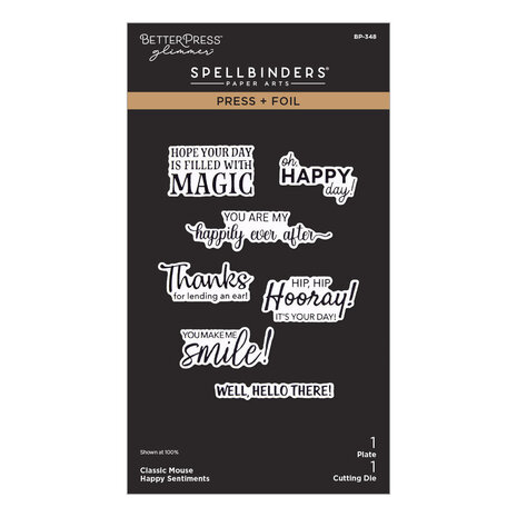 Spellbinders Say Cheese Classic Mouse Love Happy Sentiments Press Plate & Die Set (BP-348)