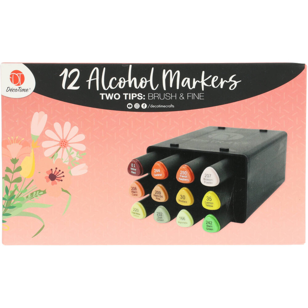 DécoTime 12 Alcohol Markers Raspberry (3005439)