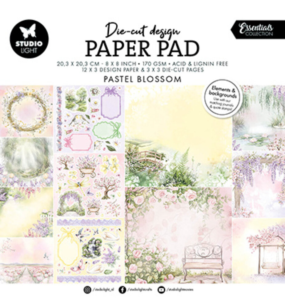 Studio Light Essentials Pastel Blossom 8x8 Inch Die-Cut Paper Pad (SL-ES-DCPP424)