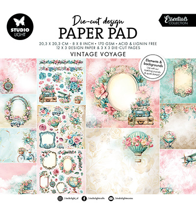 Studio Light Essentials Vintage Voyage 8x8 Inch Die-Cut Paper Pad (SL ...