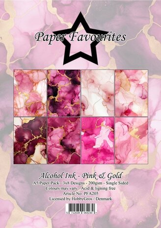 Paper Favourites Alcohol Ink Pink & Gold A5 Paper Pad (PFA205)