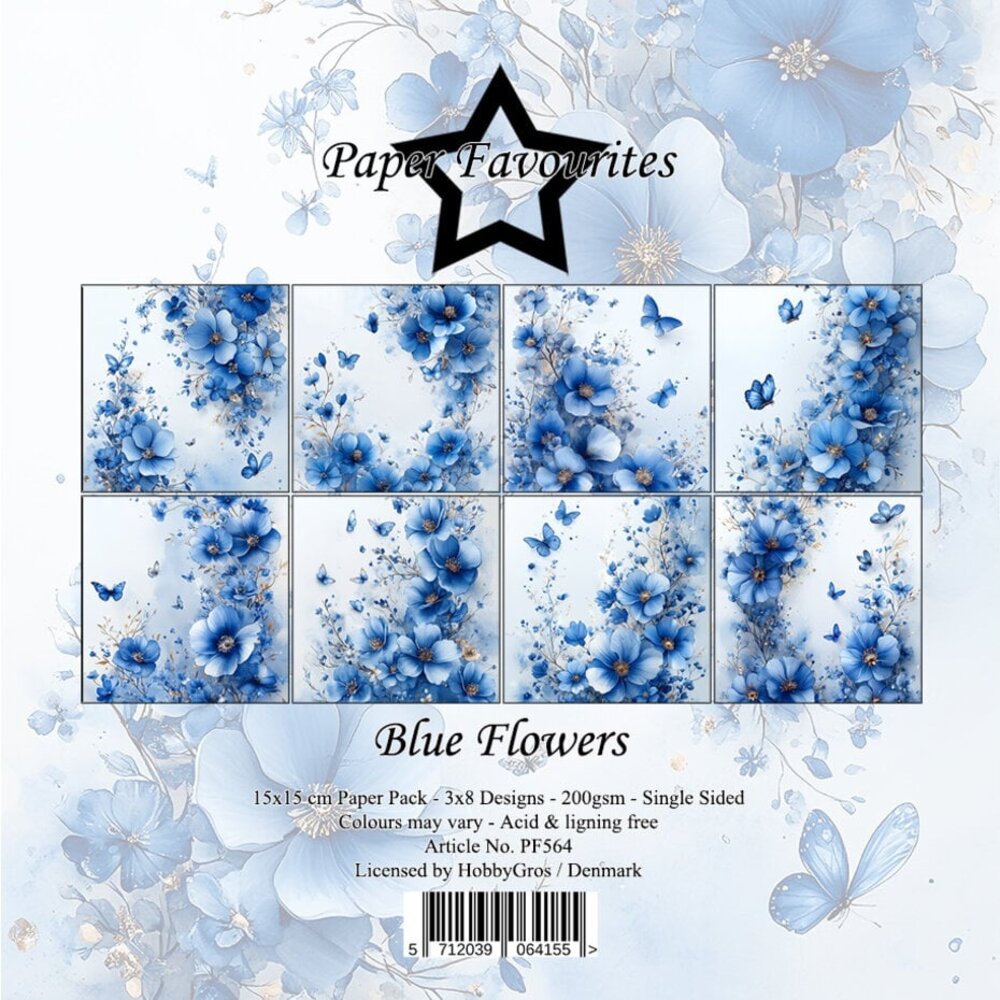 Paper Favourites Blue Flowers 6x6 Inch Paper Pad (PF564)
