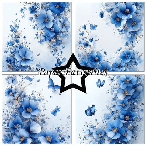 Paper Favourites Blue Flowers 6x6 Inch Paper Pad (PF564)