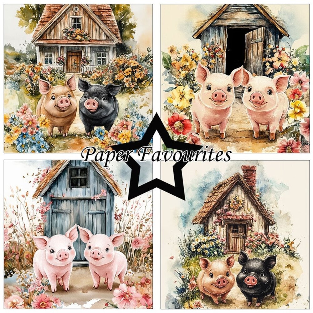 Paper Favourites Happy Pigs 6x6 Inch Paper Pad (PF565)