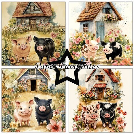 Paper Favourites Happy Pigs 6x6 Inch Paper Pad (PF565)