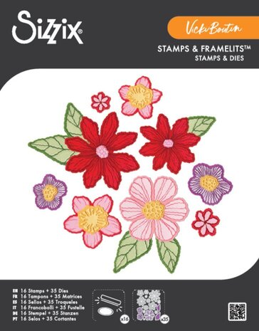 Sizzix Vicki Boutin Clear Stamps with Framelits Floral Layers #1 (667074)