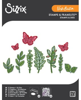 Sizzix Vicki Boutin Clear Stamps with Framelits Greenery Layers #1 (667075)