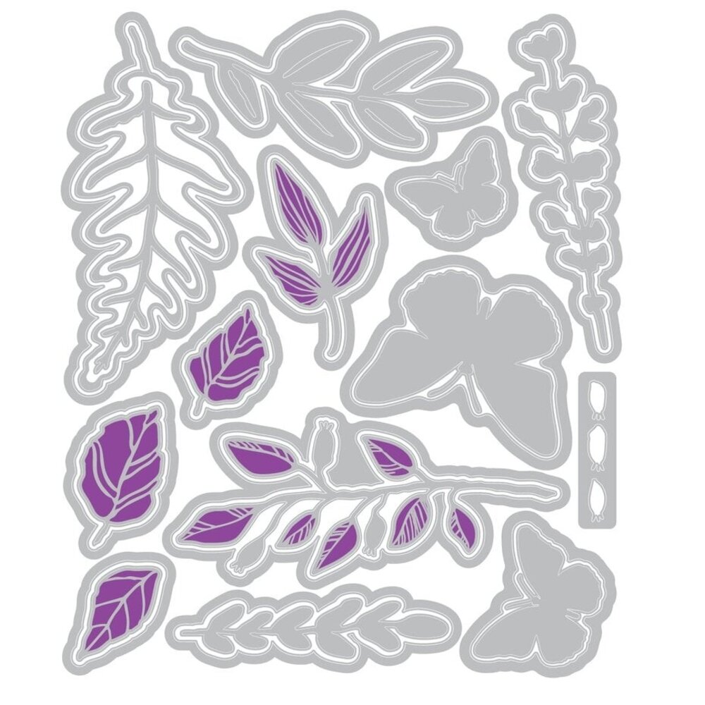 Sizzix Vicki Boutin Clear Stamps with Framelits Greenery Layers #1 (667075)