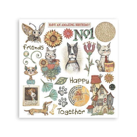 Stamperia Furry Friends 6x6 Inch Rub-On Assortment (DFLRBX07)