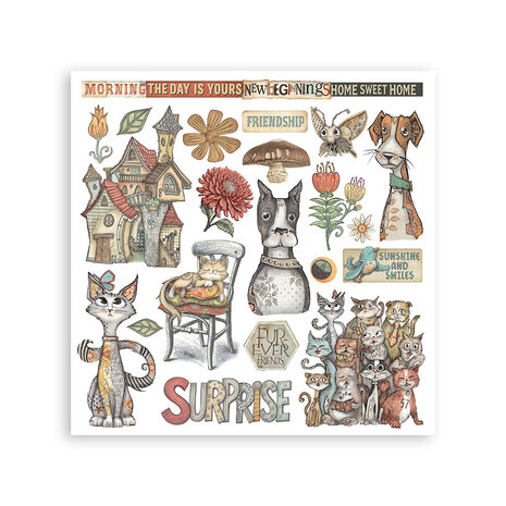 Stamperia Furry Friends 6x6 Inch Rub-On Assortment (DFLRBX07)