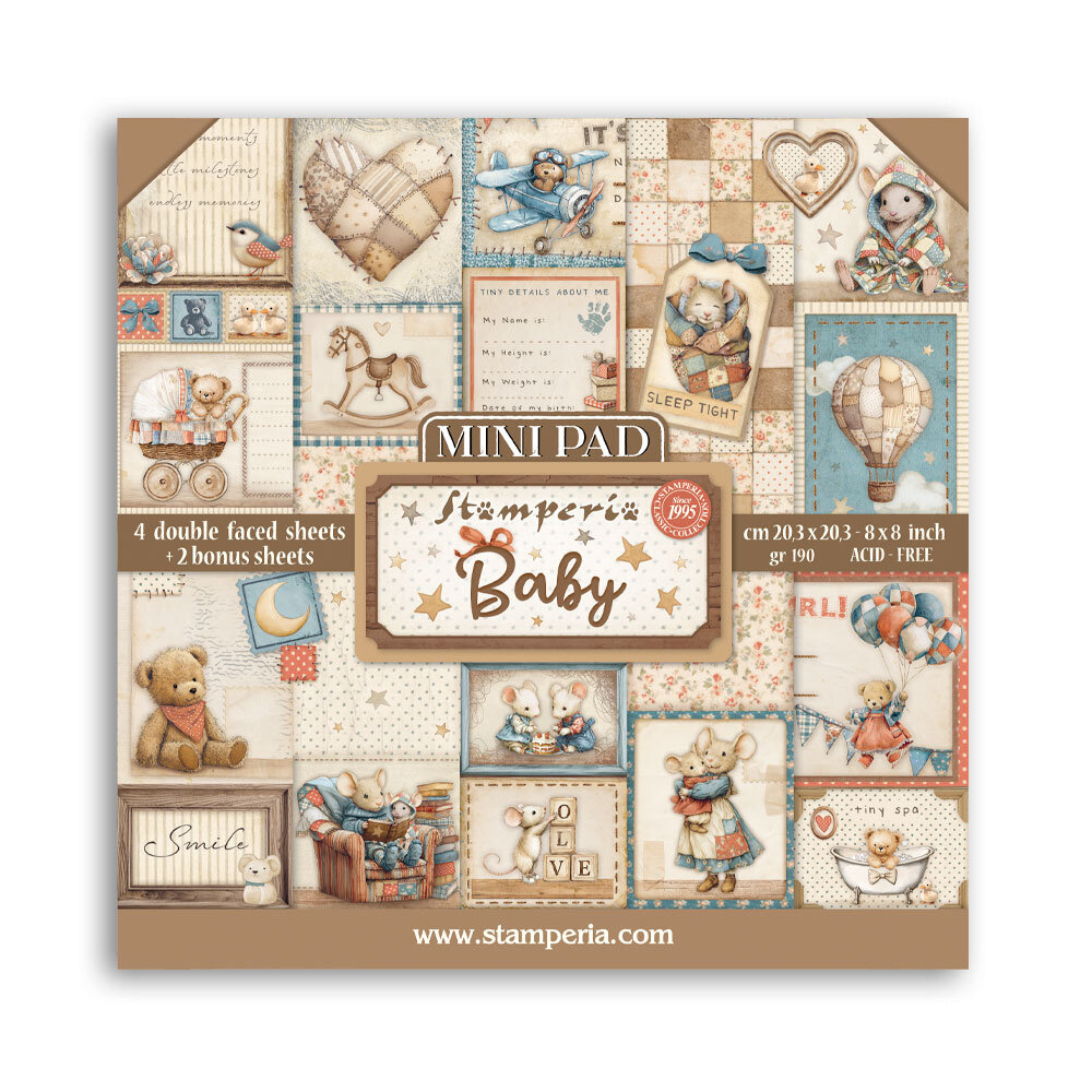 Stamperia Baby 8x8 Inch Mini Pad (SBBMS001)