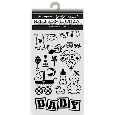 Stamperia Baby Thick Stencil 12x25cm Elements (KSTDL145)