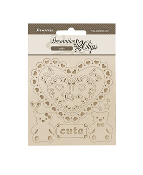 Stamperia Baby Decorative Chips Heart and Bears (SCB283)