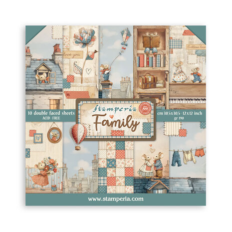 Stamperia Family 12x12 Inch Paper Pack (SBBL181) Stamperia Family 12x12 Inch Paper Pack (SBBL181)