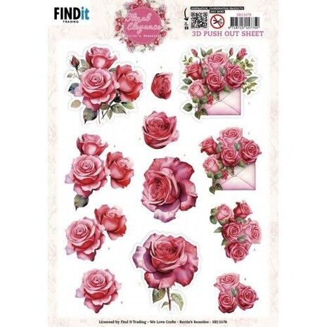 Berrie's Beauties Floral Elegance 3D Push Out Romantic Roses (SB11078)