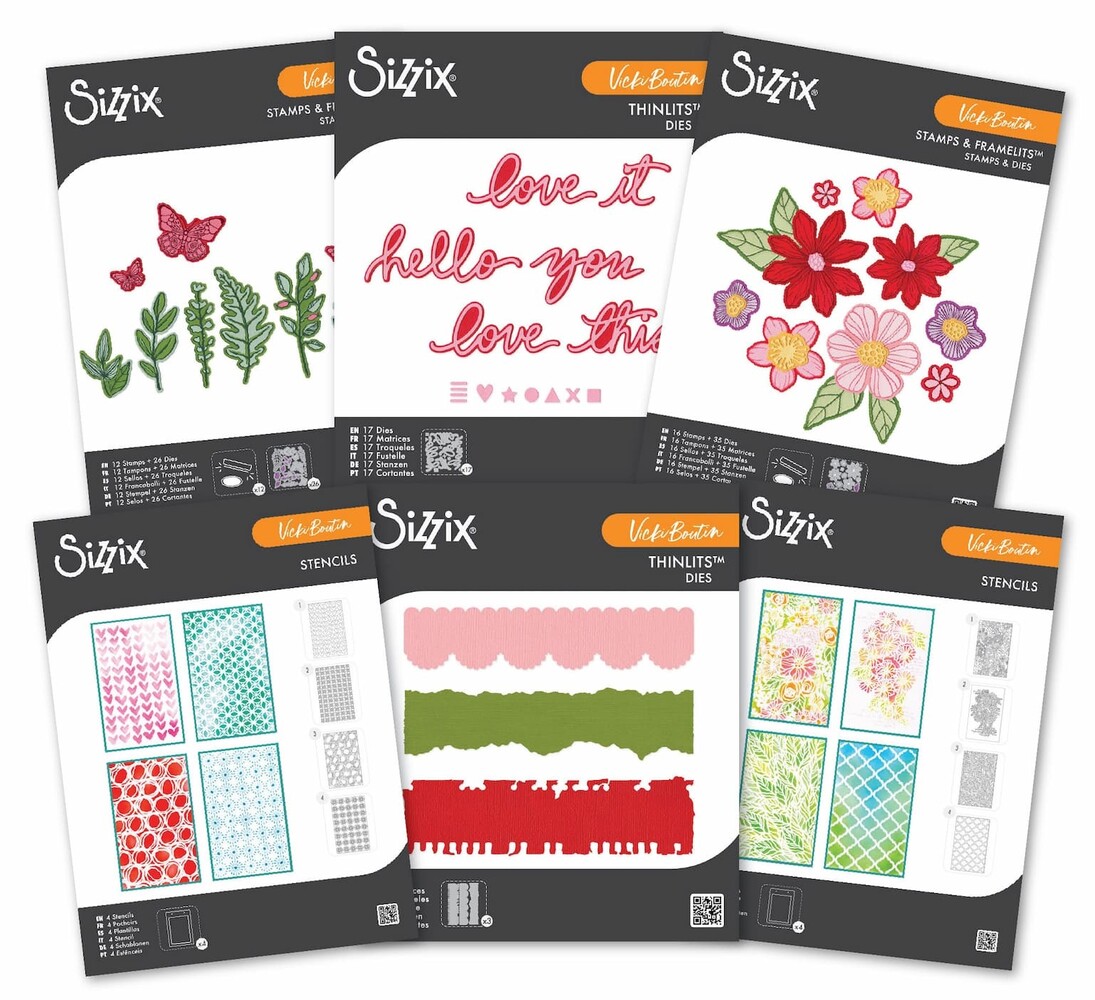 Sizzix Vicki Boutin Stencils Buildables Backgrounds #1 (667070) Sizzix Vicki Boutin Stencils Buildables Backgrounds #1 (667070)