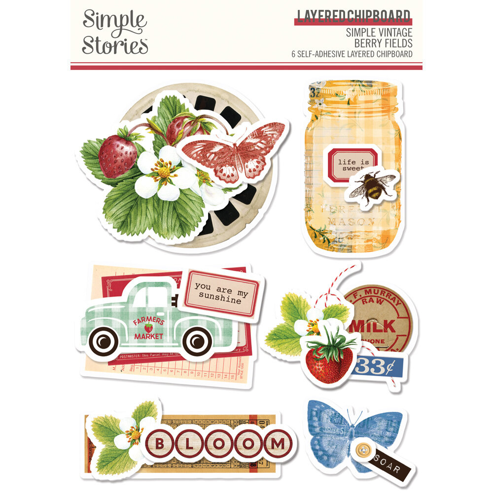 Simple Stories Simple Vintage Berry Fields Layered Chipboard (20129) (OUTLET)