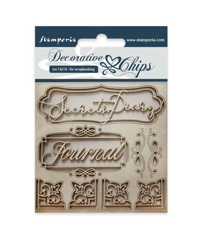 Stamperia Decorative Chips Secret Diary (SCB25) (OUTLET)