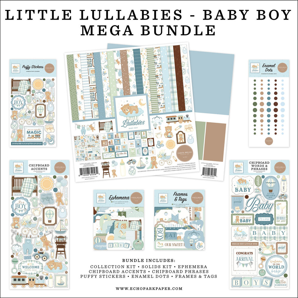 Carta Bella Little Lullabies Baby Boy 12x12 Inch Mega Bundle (CBLUB485050)