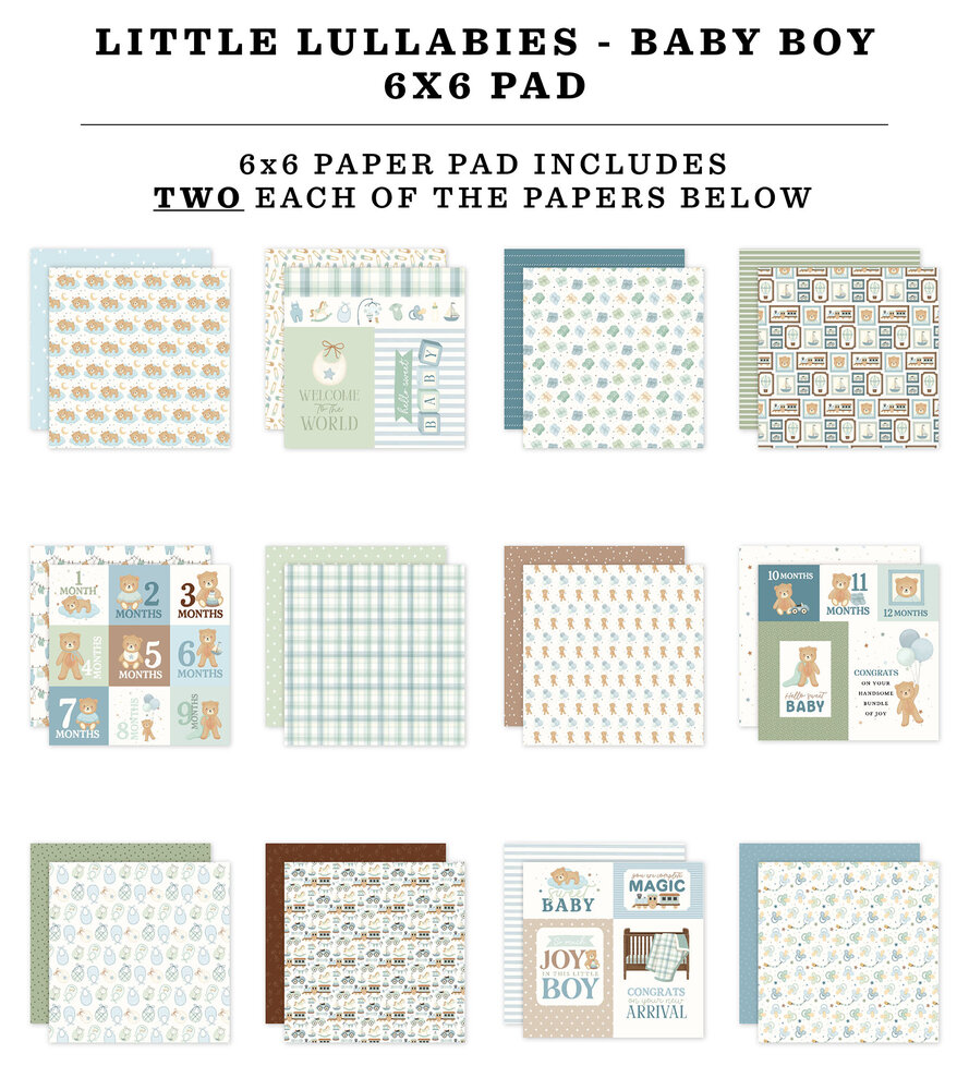 Carta Bella Little Lullabies Baby Boy 6x6 Inch Paper Pad (CBLUB485023)