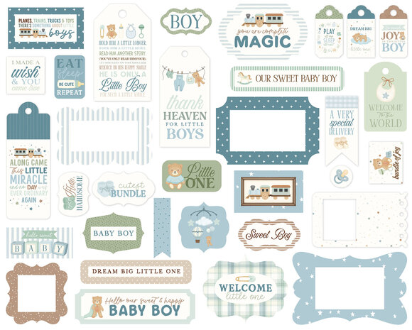 Carta Bella Little Lullabies Baby Boy Ephemera Frames & Tags (CBLUB485025)