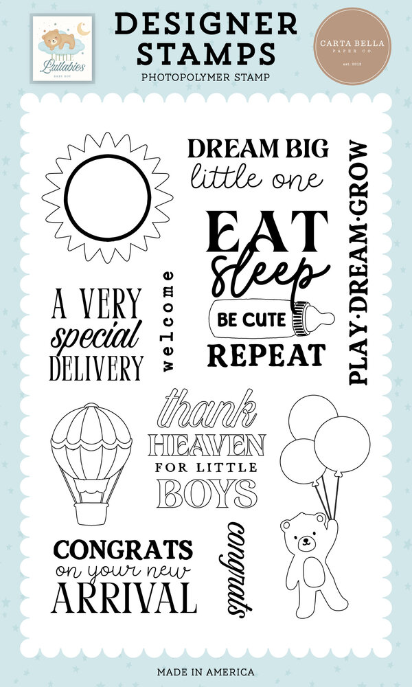 Carta Bella Little Lullabies Baby Boy Clear Stamps Thank Heaven (CBLUB485044)