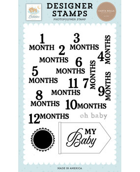 Carta Bella Little Lullabies Baby Boy Clear Stamps Oh Baby Months (CBLUB485045)