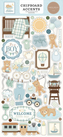 Carta Bella Little Lullabies Baby Boy 6x13 Inch Chipboard Accents (CBLUB485021) Carta Bella Little Lullabies Baby Boy 6x13 Inch Chipboard Accents (CBLUB485021)