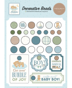 Carta Bella Little Lullabies Baby Boy Decorative Brads (CBLUB485020)
