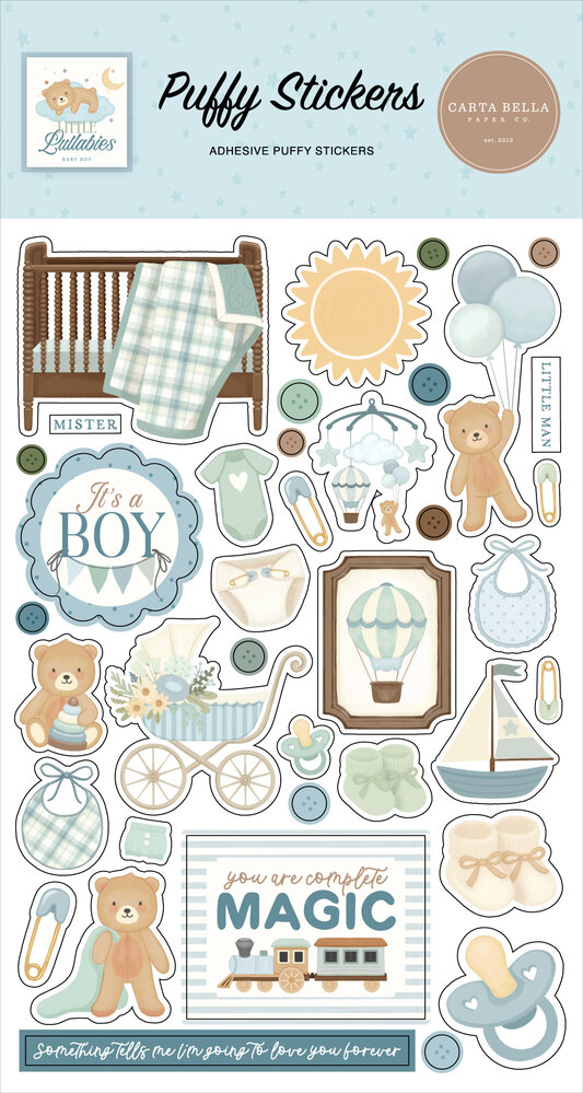 Carta Bella Little Lullabies Baby Boy Puffy Stickers (CBLUB485066)